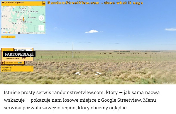 Istnieje prosty serwis randomstreetview.com. który — jak sama nazwa