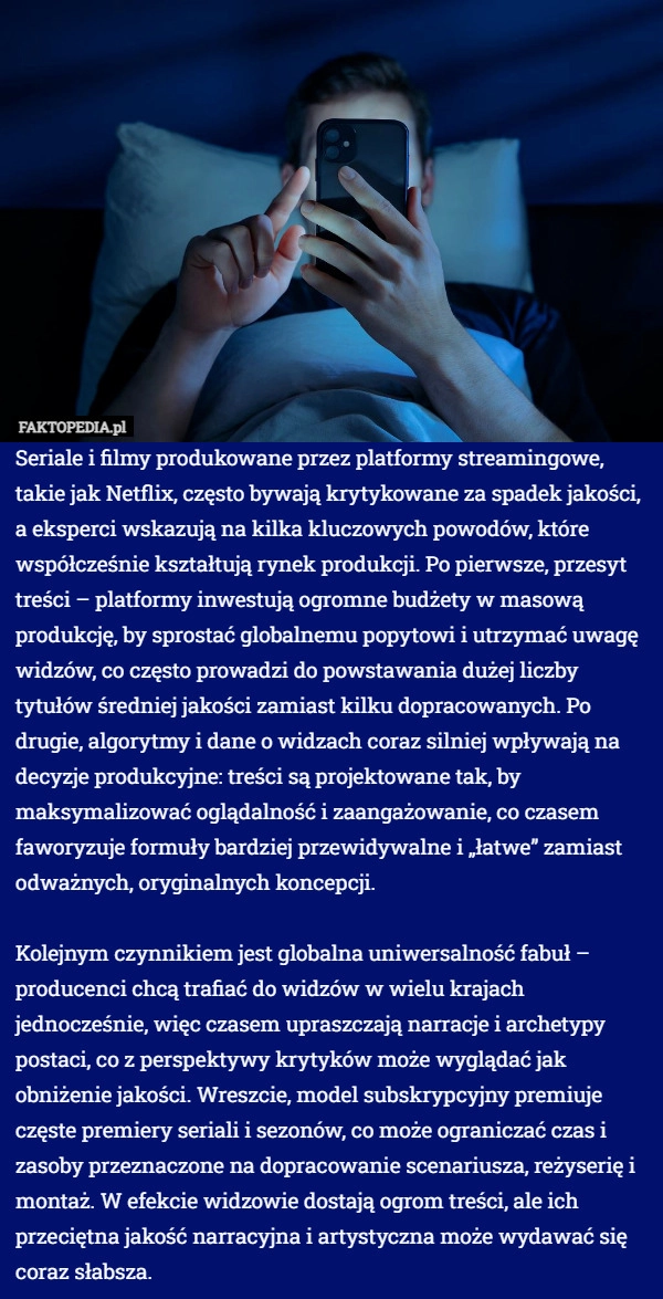 Seriale i filmy produkowane przez platformy streamingowe, takie jak Netflix,