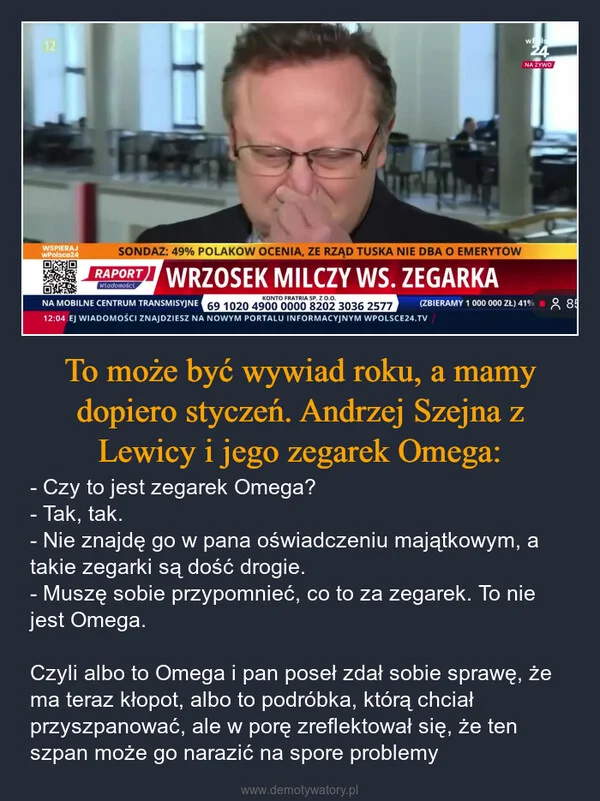 To może być wywiad roku, a mamy dopiero styczeń. Andrzej Szejna z Lewicy i jego zegarek Omega: