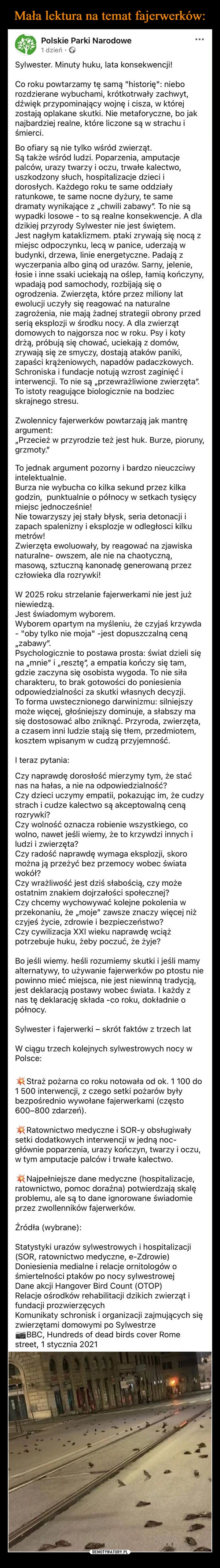 Mała lektura na temat fajerwerków: