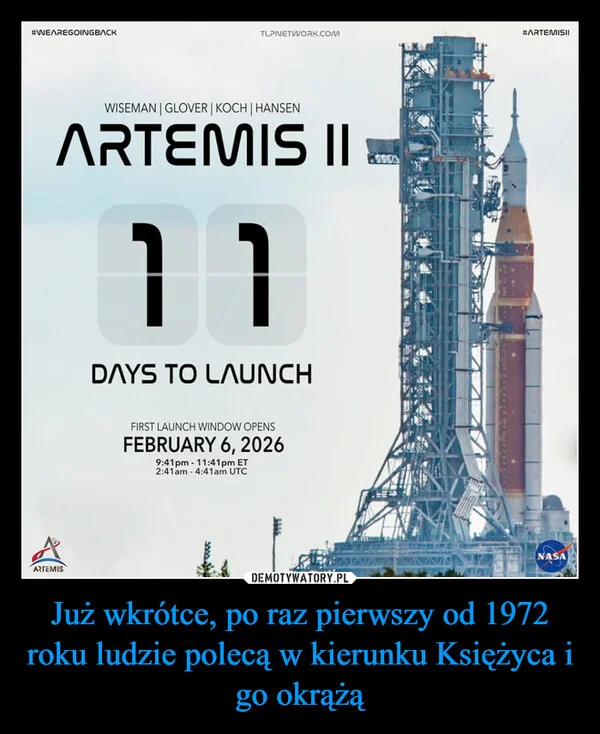 Już wkrótce, po raz pierwszy od 1972 roku ludzie polecą w kierunku Księżyca i go okrążą