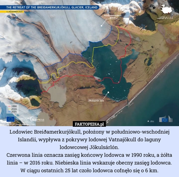 Lodowiec Breiðamerkurjökull, położony w południowo-wschodniej Islandii,