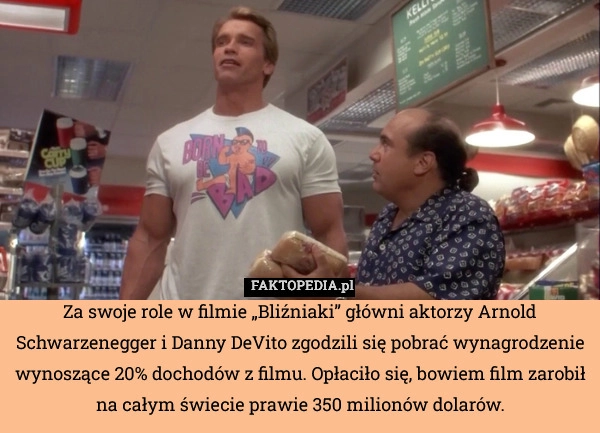 
    Za swoje role w filmie „Bliźniaki” główni aktorzy Arnold Schwarzenegger