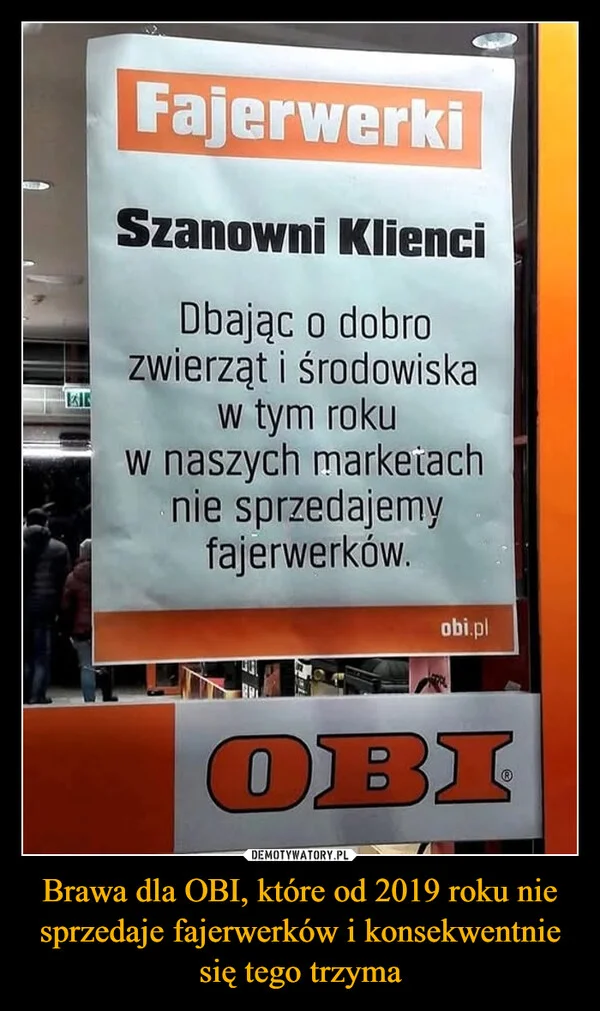 Brawa dla OBI, które od 2019 roku nie sprzedaje fajerwerków i konsekwentnie się tego trzyma