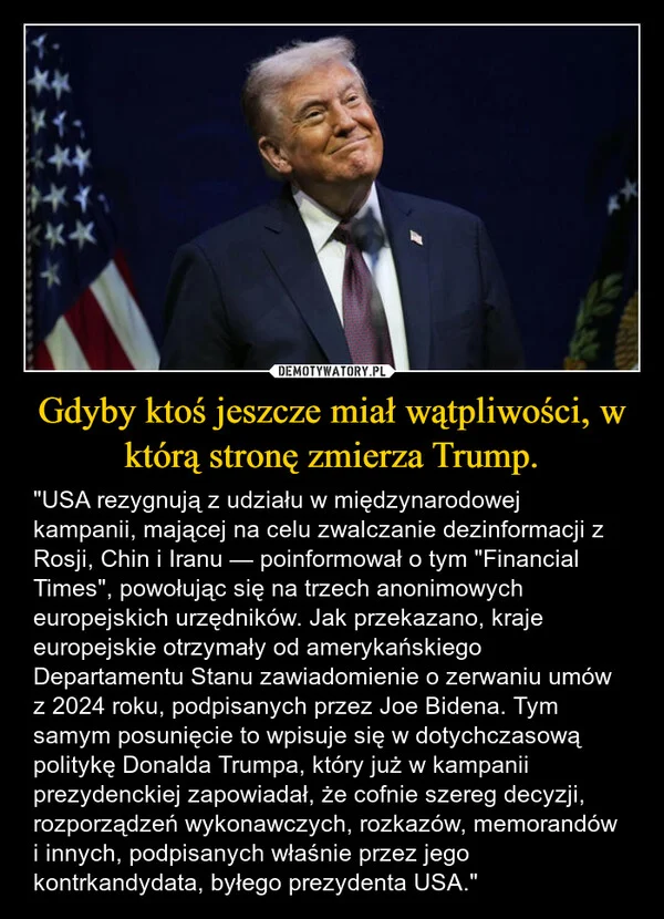 
    Gdyby ktoś jeszcze miał wątpliwości, w którą stronę zmierza Trump.