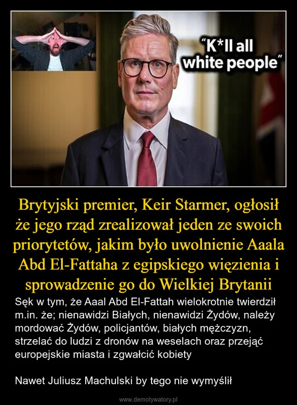 
    Brytyjski premier, Keir Starmer, ogłosił że jego rząd zrealizował jeden ze swoich priorytetów, jakim było uwolnienie Aaala Abd El-Fattaha z egipskiego więzienia i sprowadzenie go do Wielkiej Brytanii
