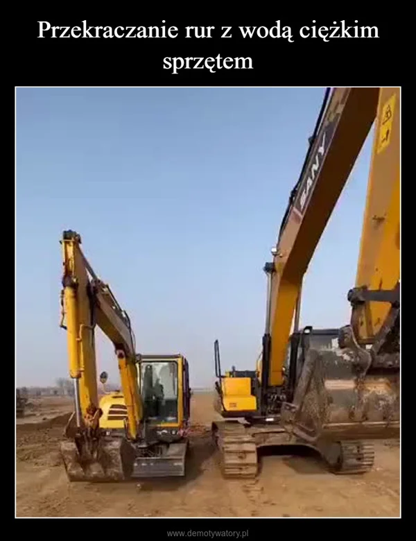 Przekraczanie rur z wodą ciężkim sprzętem