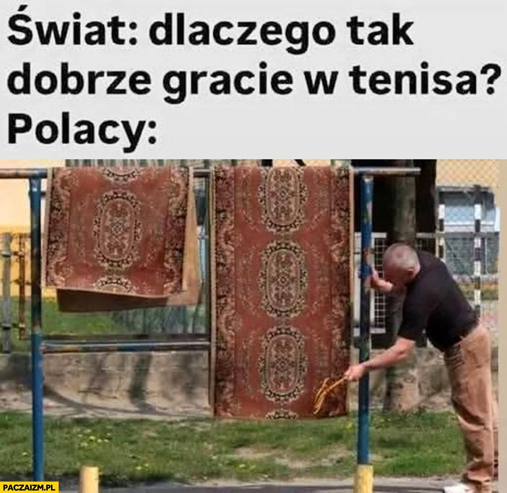 Świat: dlaczego tak dobrze gracie w tenisa? Polacy: trzepie dywan trzepak