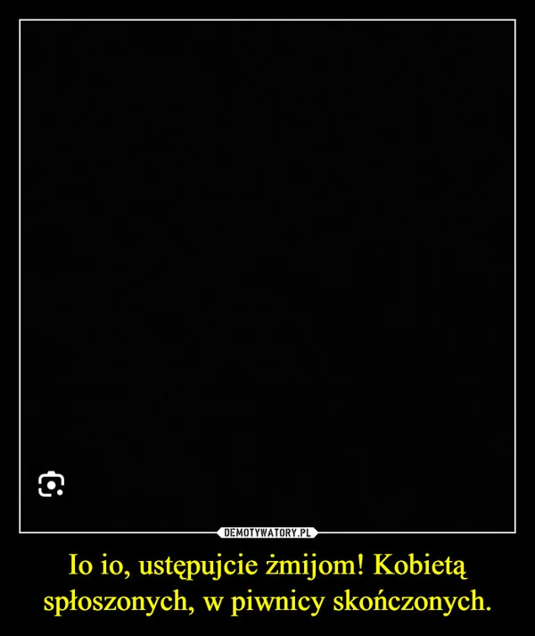 
    Io io, ustępujcie żmijom! Kobietą spłoszonych, w piwnicy skończonych.