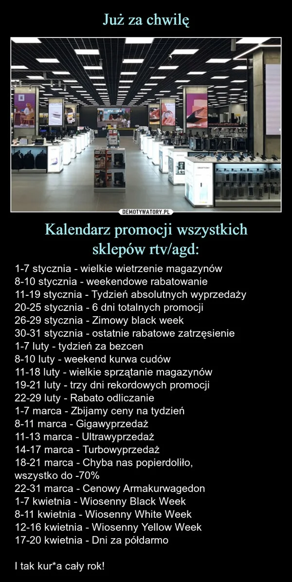 Już za chwilę Kalendarz promocji wszystkich sklepów rtv/agd: