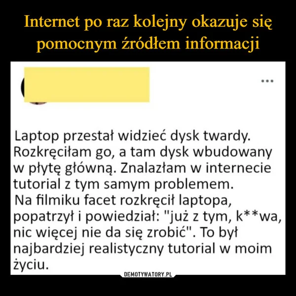 Internet po raz kolejny okazuje się pomocnym źródłem informacji