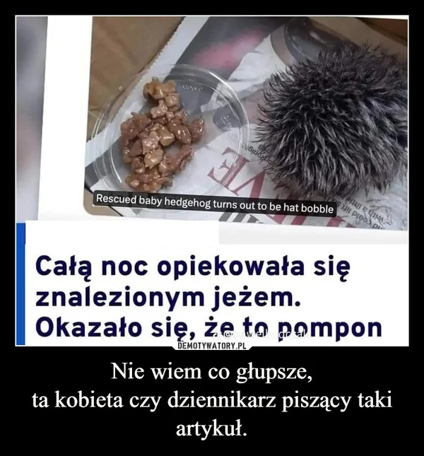 
    Nie wiem co głupsze, ta kobieta czy dziennikarz piszący taki artykuł.