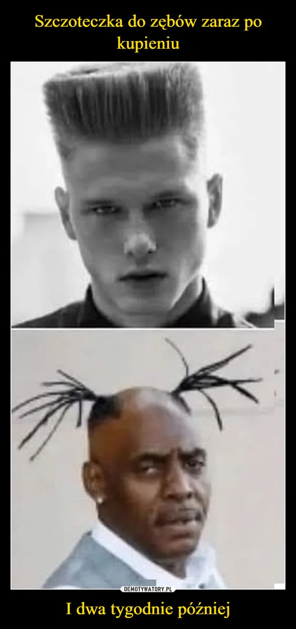 
    Szczoteczka do zębów zaraz po kupieniu I dwa tygodnie później