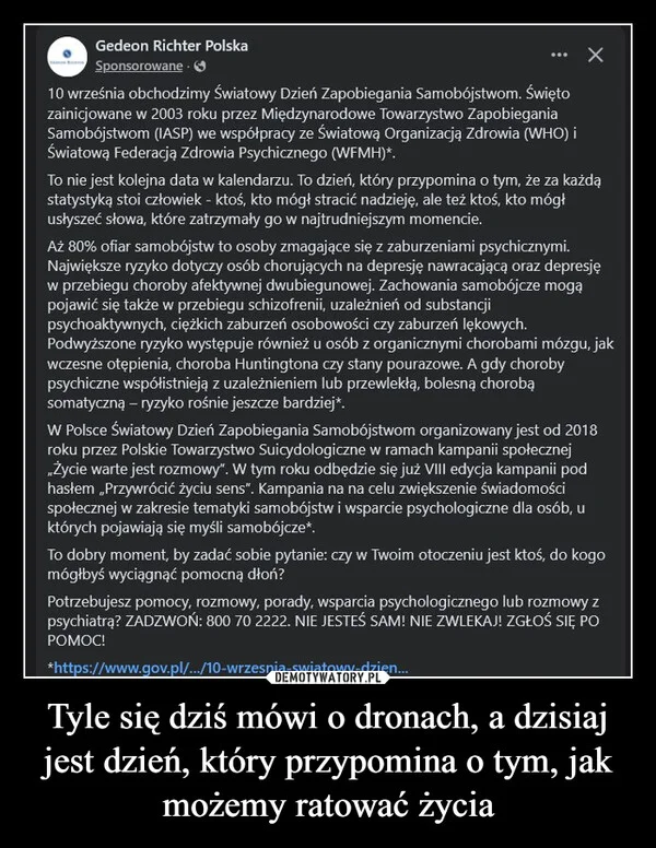 
    Tyle się dziś mówi o dronach, a dzisiaj jest dzień, który przypomina o tym, jak możemy ratować życia
