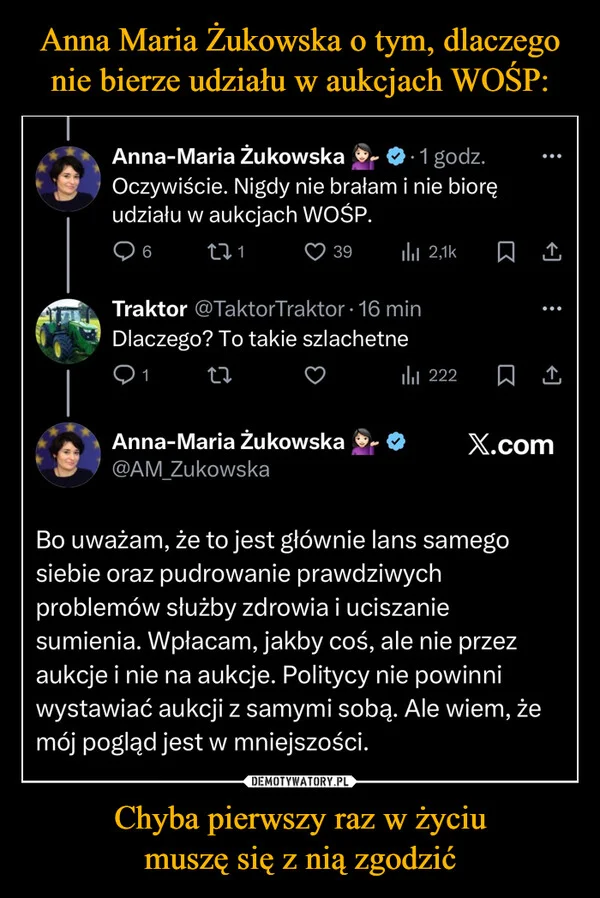 Anna Maria Żukowska o tym, dlaczego nie bierze udziału w aukcjach WOŚP: Chyba pierwszy raz w życiu muszę się z nią zgodzić