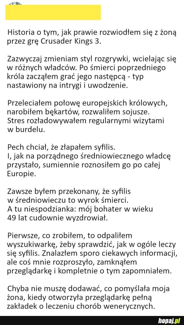 Historia o tym, jak prawie rozwiodłem się z żoną przez grę Crusader Kings 