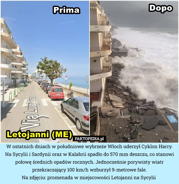 
    W ostatnich dniach w południowe wybrzeże Włoch uderzył Cyklon Harry. Na