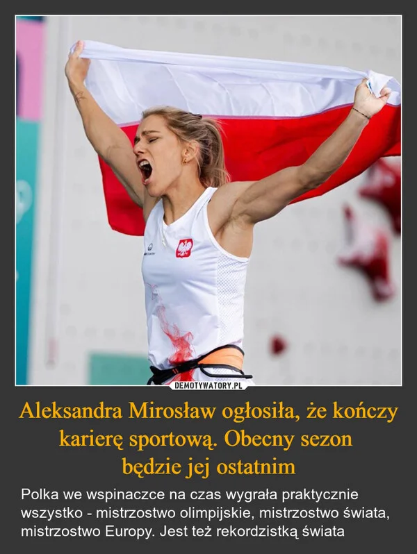 
    Aleksandra Mirosław ogłosiła, że kończy karierę sportową. Obecny sezon będzie jej ostatnim