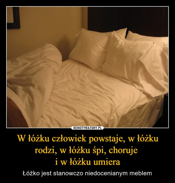 W łóżku człowiek powstaje, w łóżku rodzi, w łóżku śpi, choruje i w łóżku umiera