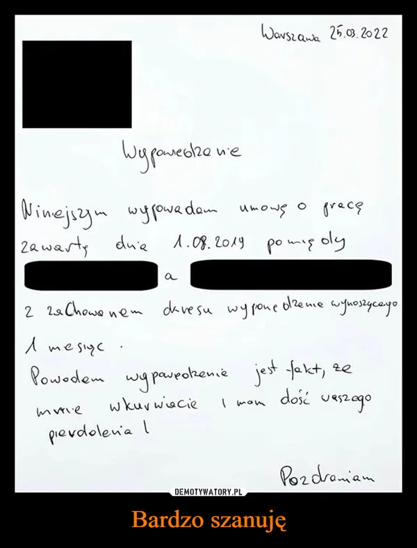 Bardzo szanuję