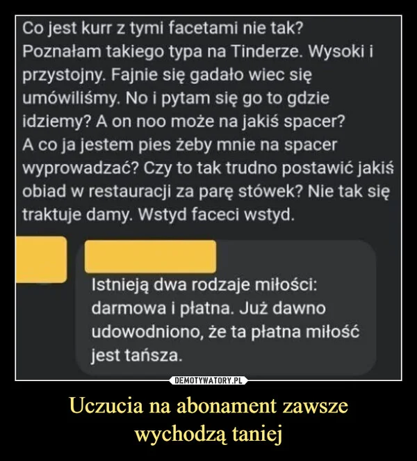 Uczucia na abonament zawsze wychodzą taniej