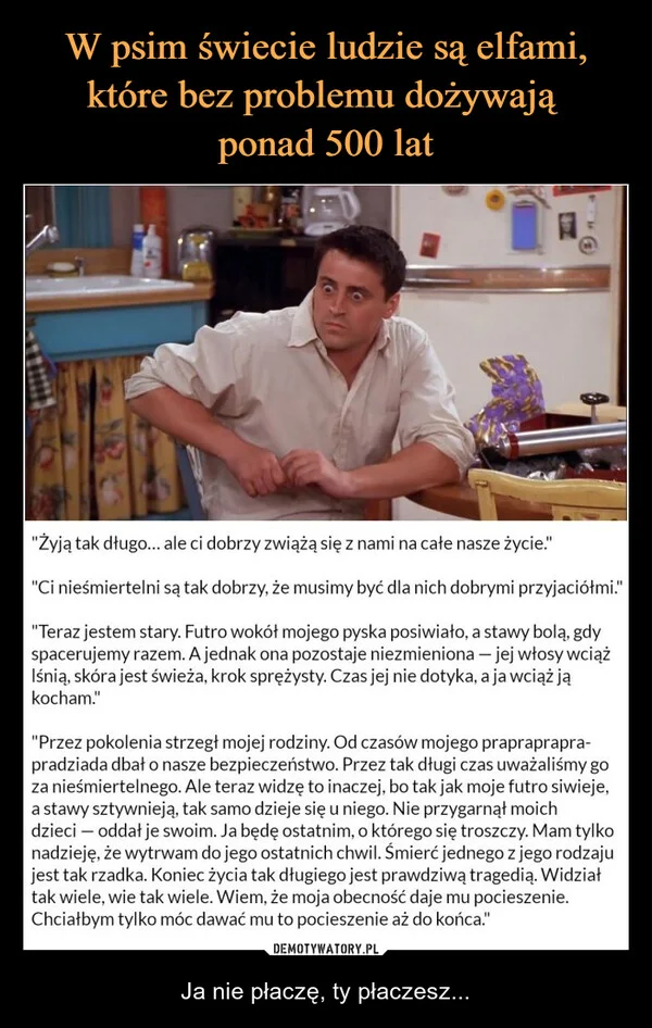 
    W psim świecie ludzie są elfami, które bez problemu dożywają ponad 500 lat