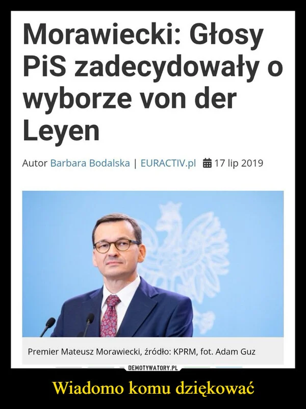 Wiadomo komu dziękować