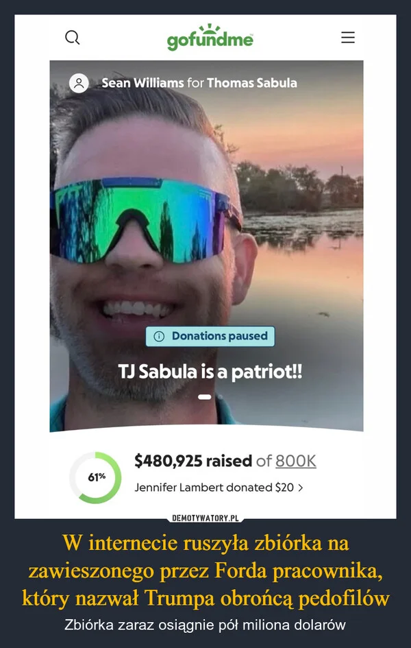 W internecie ruszyła zbiórka na zawieszonego przez Forda pracownika, który nazwał Trumpa obrońcą pedofilów