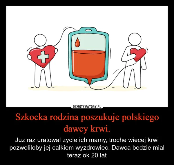 Szkocka rodzina poszukuje polskiego dawcy krwi.