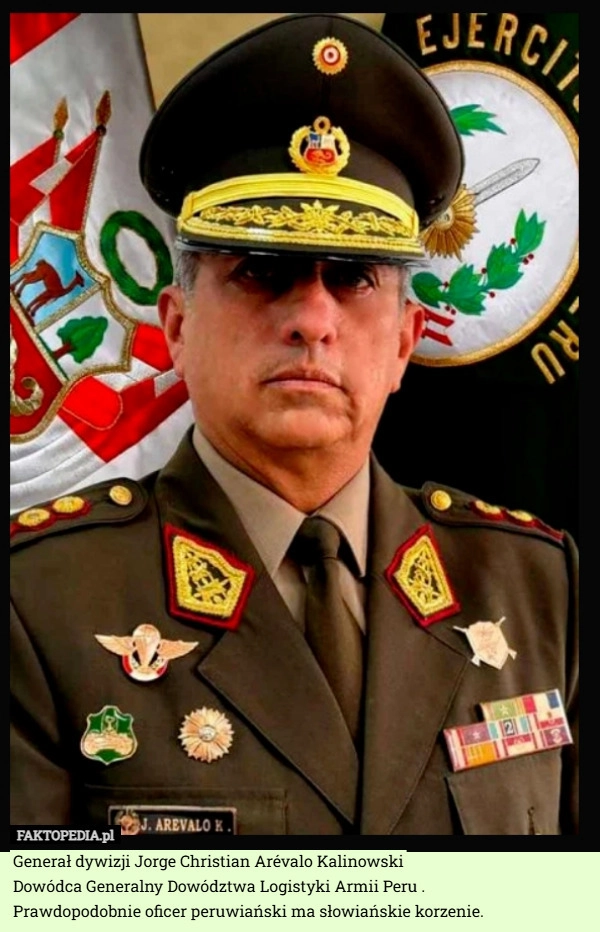 Generał dywizji Jorge Christian Arévalo Kalinowski
Dowódca Generalny Dowództwa