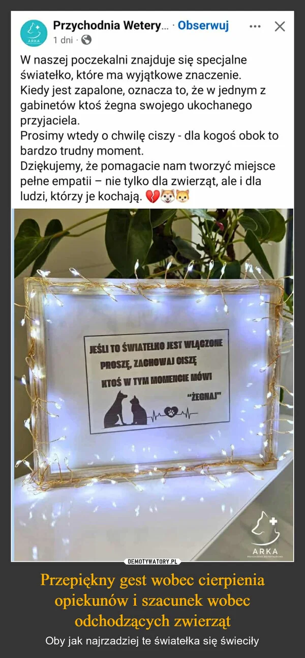 
    Przepiękny gest wobec cierpienia opiekunów i szacunek wobec odchodzących zwierząt