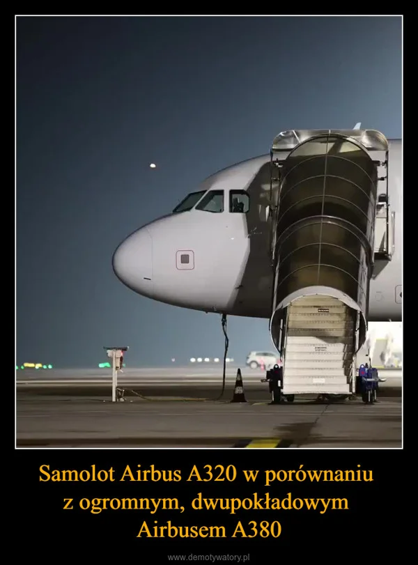 Samolot Airbus A320 w porównaniu z ogromnym, dwupokładowym Airbusem A380