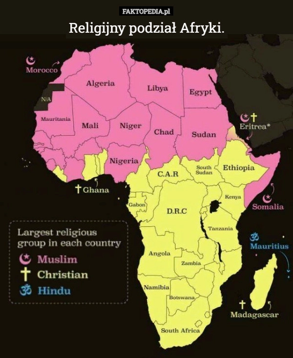 
    Religijny podział Afryki.