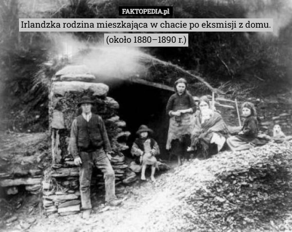 Irlandzka rodzina mieszkająca w chacie po eksmisji z domu.
(około 1880–1890