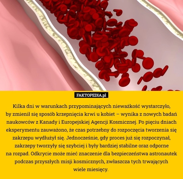 Kilka dni w warunkach przypominających nieważkość wystarczyło,
 by zmienił