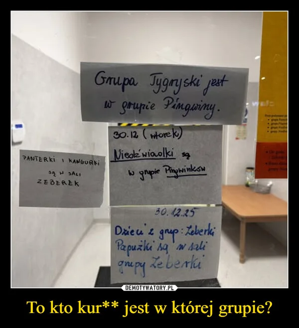To kto kur** jest w której grupie?