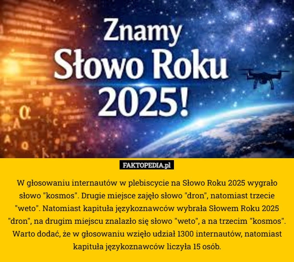 W głosowaniu internautów w plebiscycie na Słowo Roku 2025 wygrało słowo