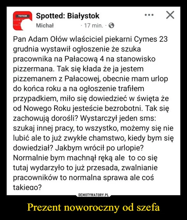 Prezent noworoczny od szefa