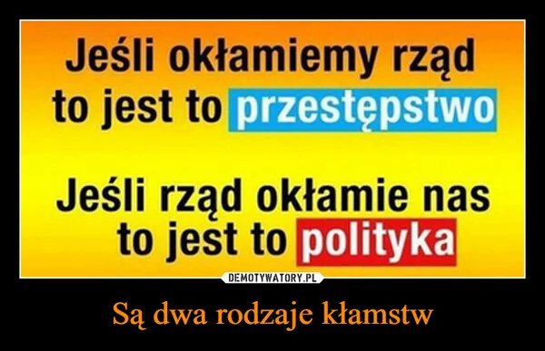 
    Są dwa rodzaje kłamstw