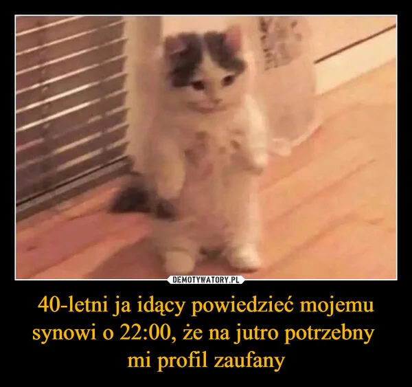 
    40-letni ja idący powiedzieć mojemu synowi o 22:00, że na jutro potrzebny mi profil zaufany