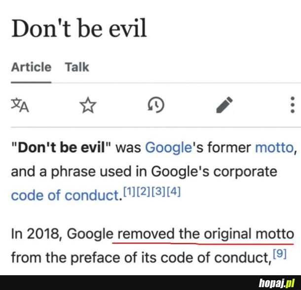 Google od jakiegoś czasu już nie chce nie być zły