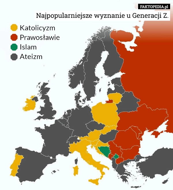 Najpopularniejsze wyznanie u Generacji Z.