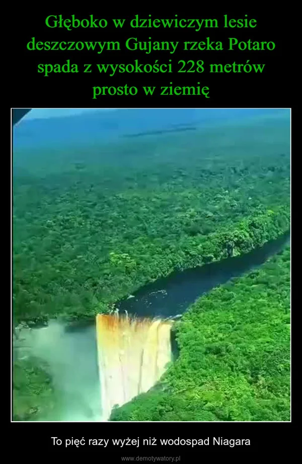 
    Głęboko w dziewiczym lesie deszczowym Gujany rzeka Potaro spada z wysokości 228 metrów prosto w ziemię