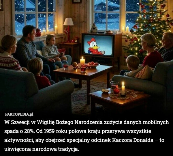 
    W Szwecji w Wigilię Bożego Narodzenia zużycie danych mobilnych spada o 28%.