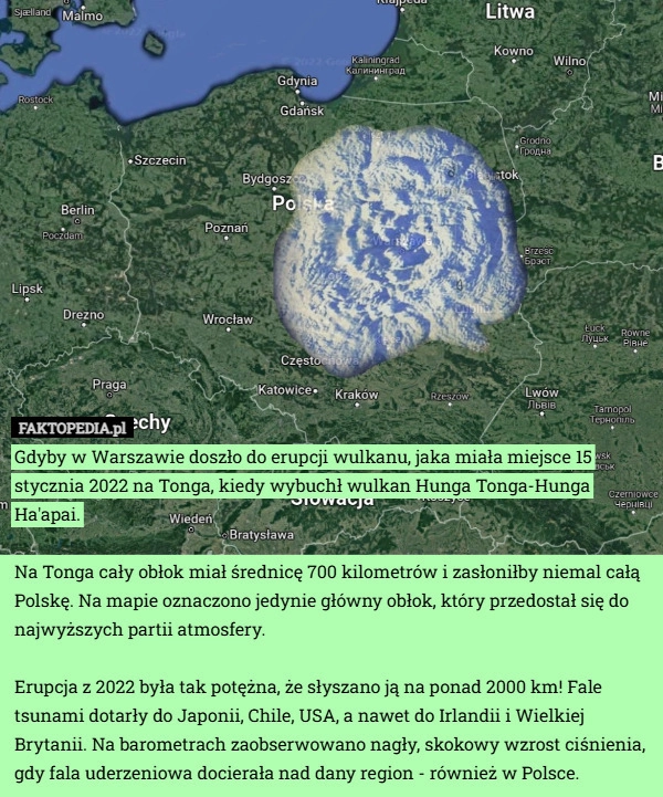 Gdyby w Warszawie doszło do erupcji wulkanu, jaka miała miejsce 15 stycznia...