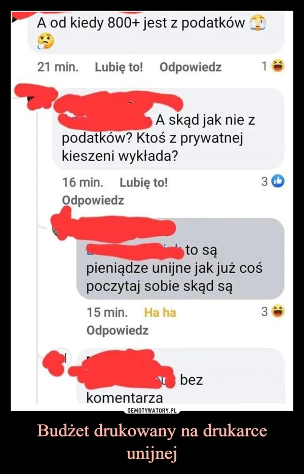 Budżet drukowany na drukarce unijnej
