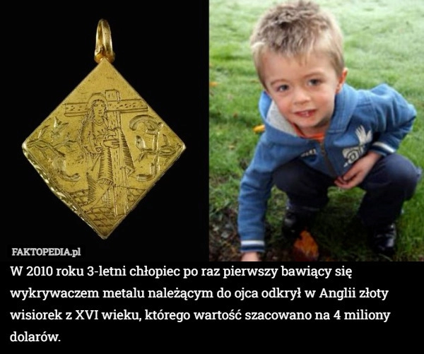 
    W 2010 roku 3-letni chłopiec po raz pierwszy bawiący się wykrywaczem metalu