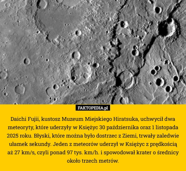 
    Daichi Fujii, kustosz Muzeum Miejskiego Hiratsuka, uchwycił dwa meteoryty,
