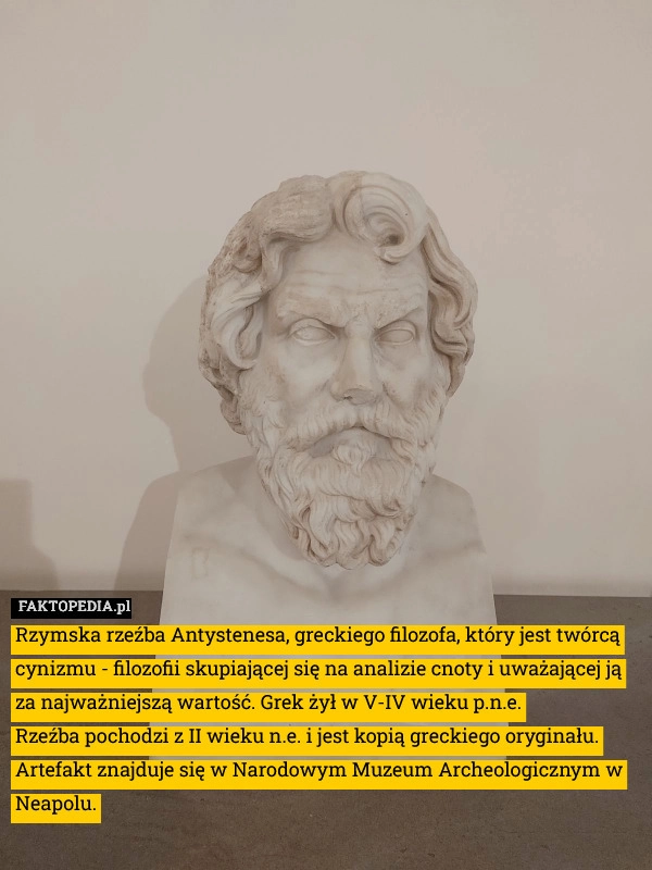 
    Rzymska rzeźba Antystenesa, greckiego filozofa, który jest twórcą cynizmu