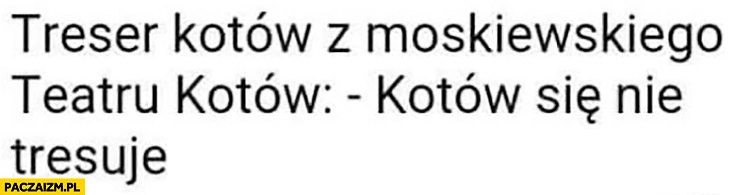 
    Treser kotów z moskiewskiego teatru kotów cytat kotów się nie tresuje